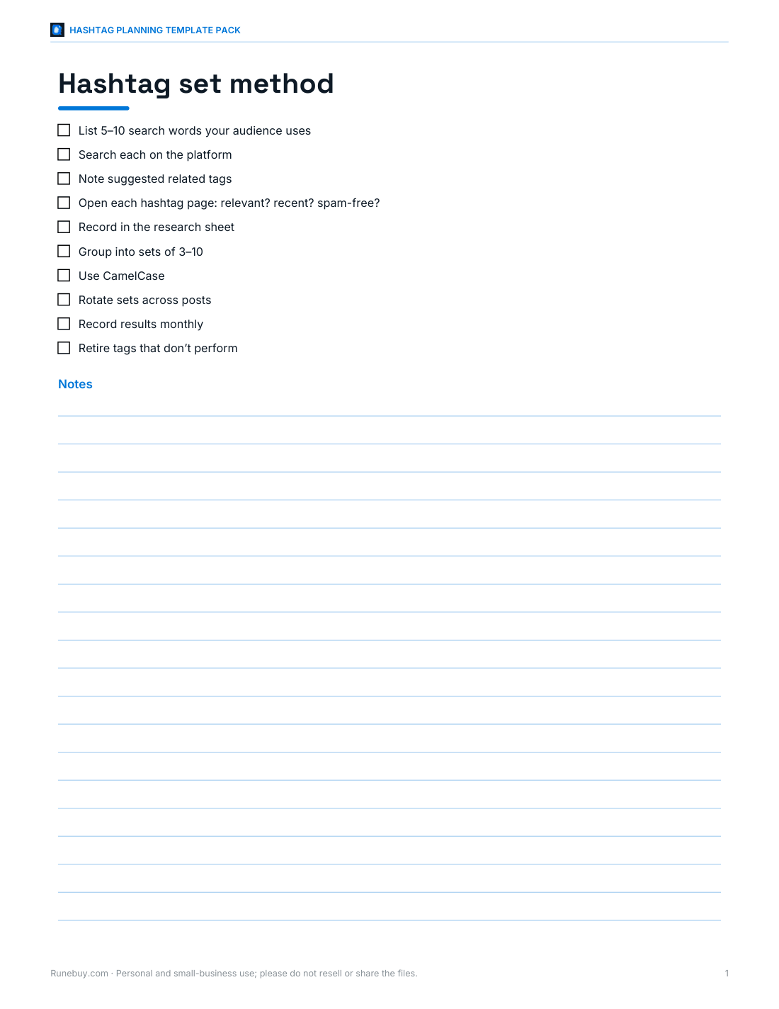Preview of the first page of Method sheet (PDF/DOCX)