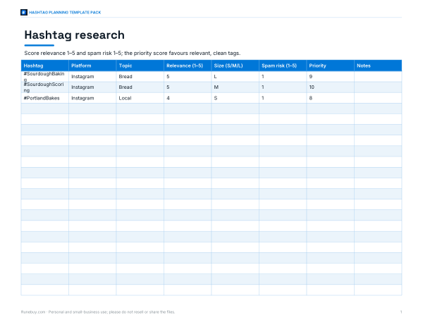 Preview of Printable Hashtag Research Workbook